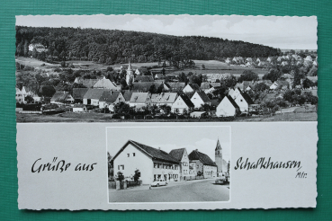 AK Ansbach Grüße aus Schalkhausen / 1950er / Ortsansicht Strasse Siedlung